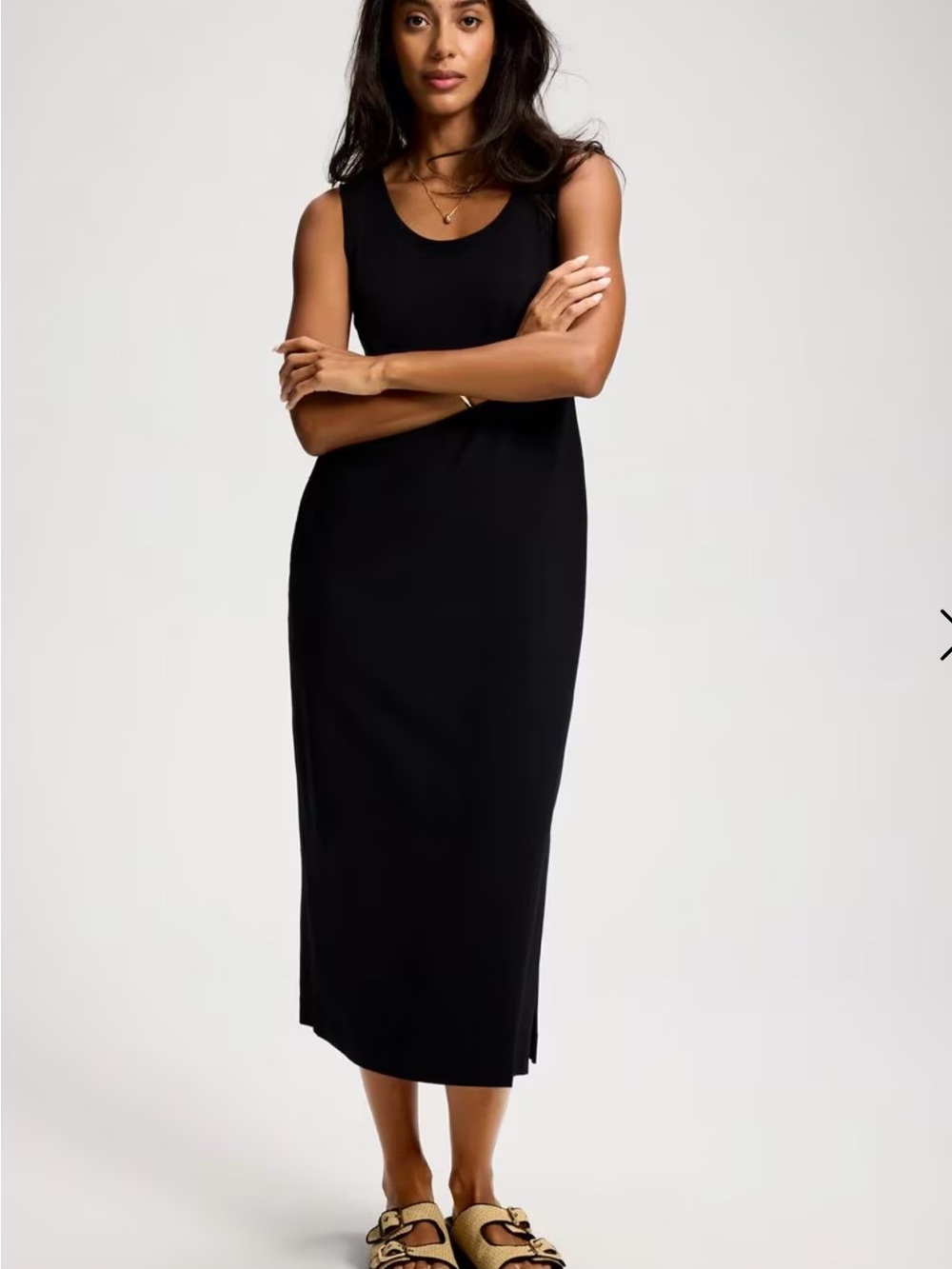 H&M Black Sleeveless Scoop-Neck Midi Dress